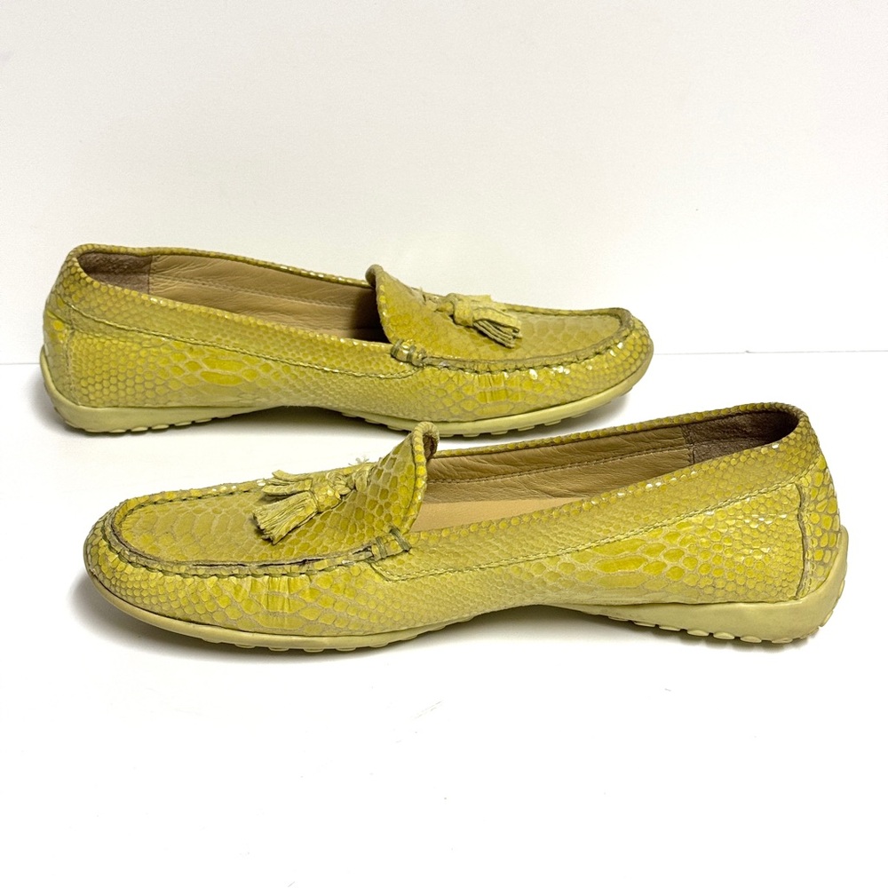 Vaneli Lime Green Loafers Snakeskin Driving Mocassins Shoes Tassels Womens 8A - Picture 3 of 10